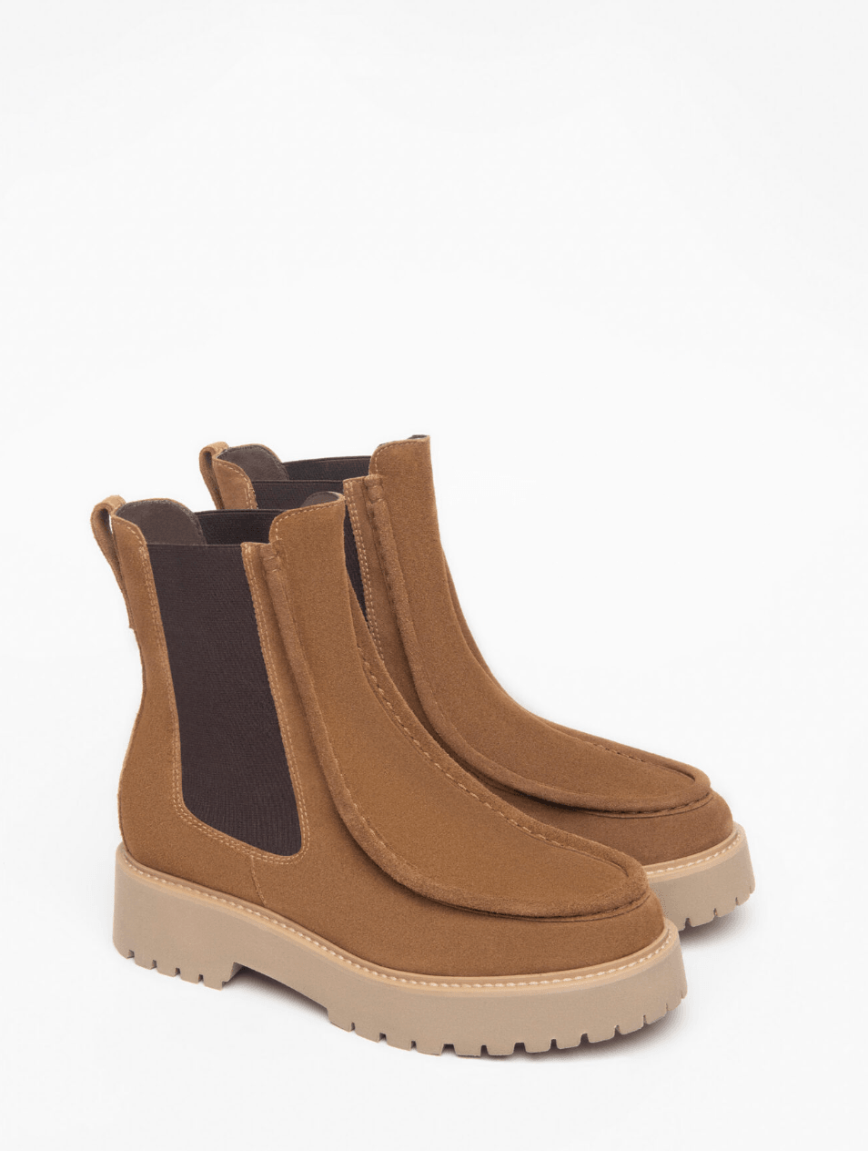 Camel Suede Leather Boot - Diamonds & Pearls
