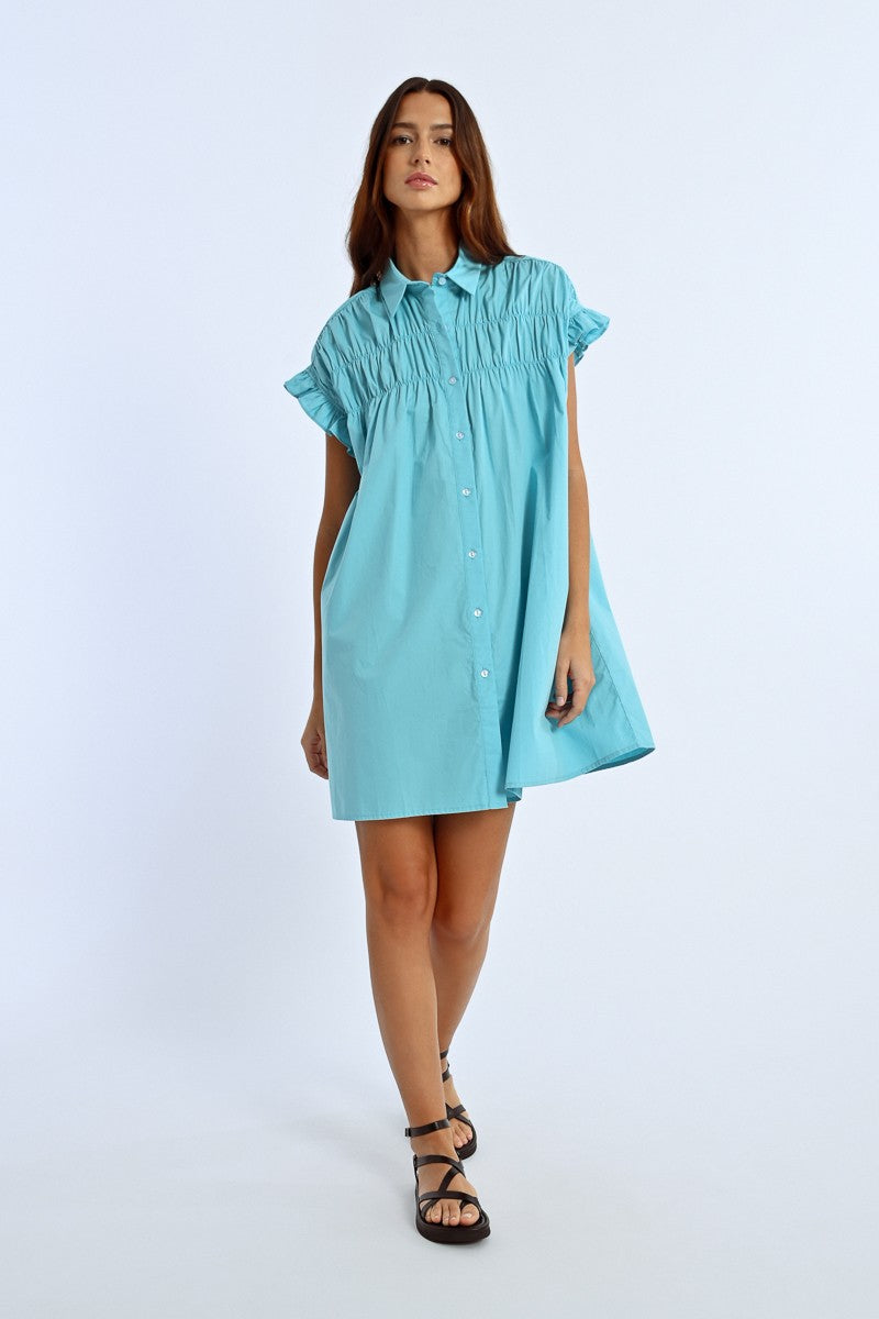 Molly Bracken - Rushed Turquoise Cotton Dress