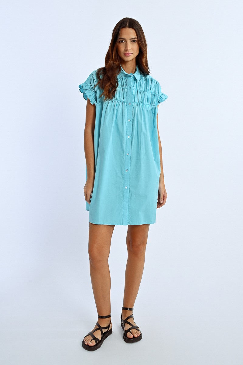Molly Bracken - Rushed Turquoise Cotton Dress