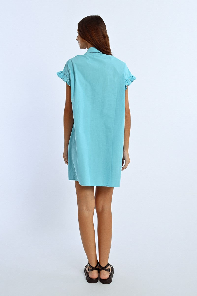 Molly Bracken - Rushed Turquoise Cotton Dress