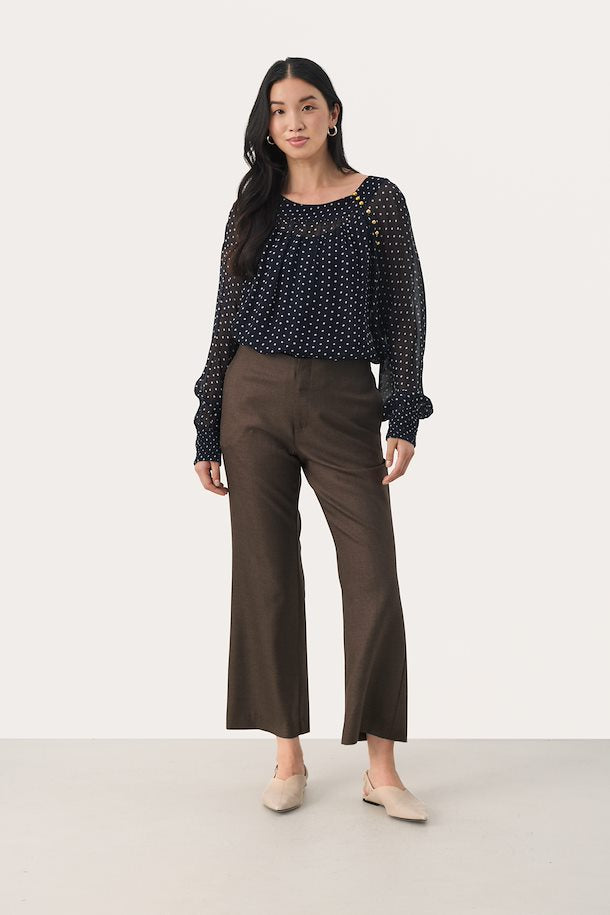 Lemoni Tailored Wool Pants in Hot Fudge