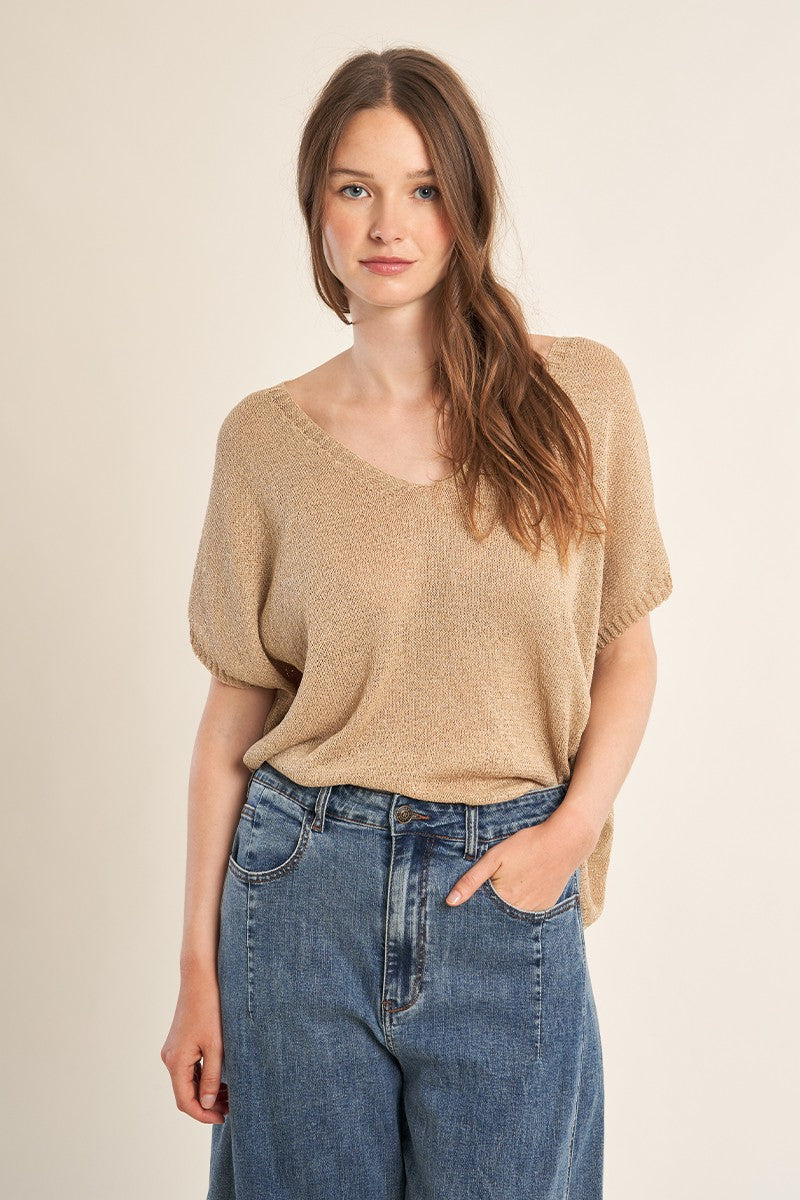 Molly Bracken - Iridescent Beige Top