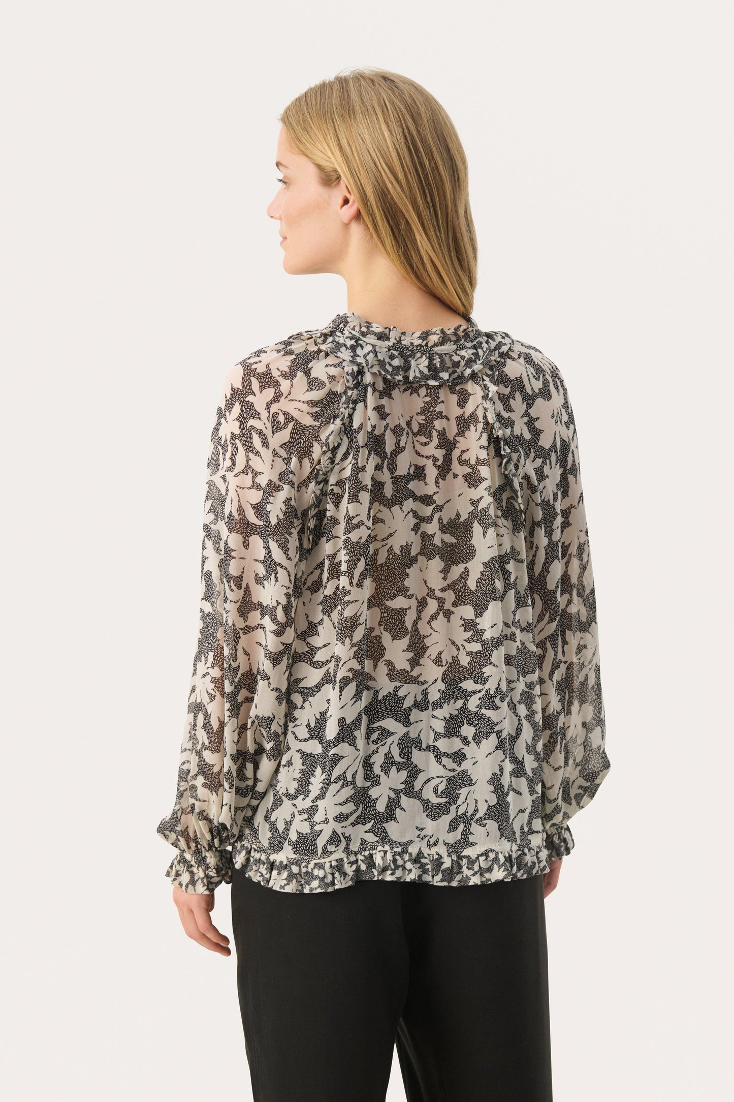 Joanna Black Stitch Leaf Blouse - Diamonds & Pearls