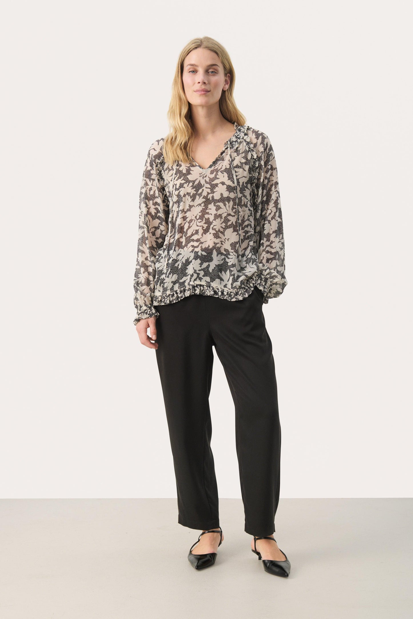 Joanna Black Stitch Leaf Blouse - Diamonds & Pearls