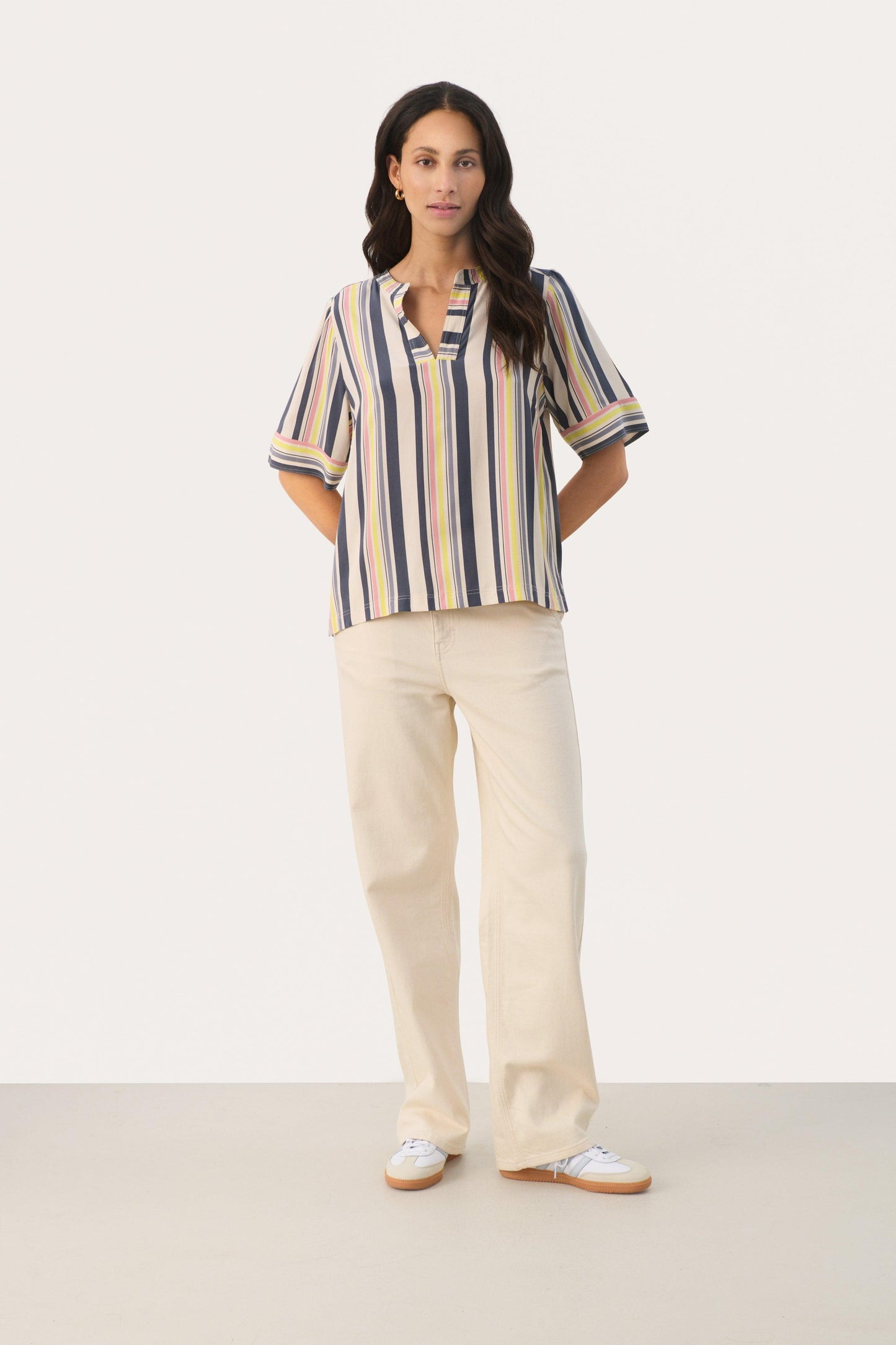 Josefina Multi Stripe Relaxed Shirt - Diamonds & Pearls