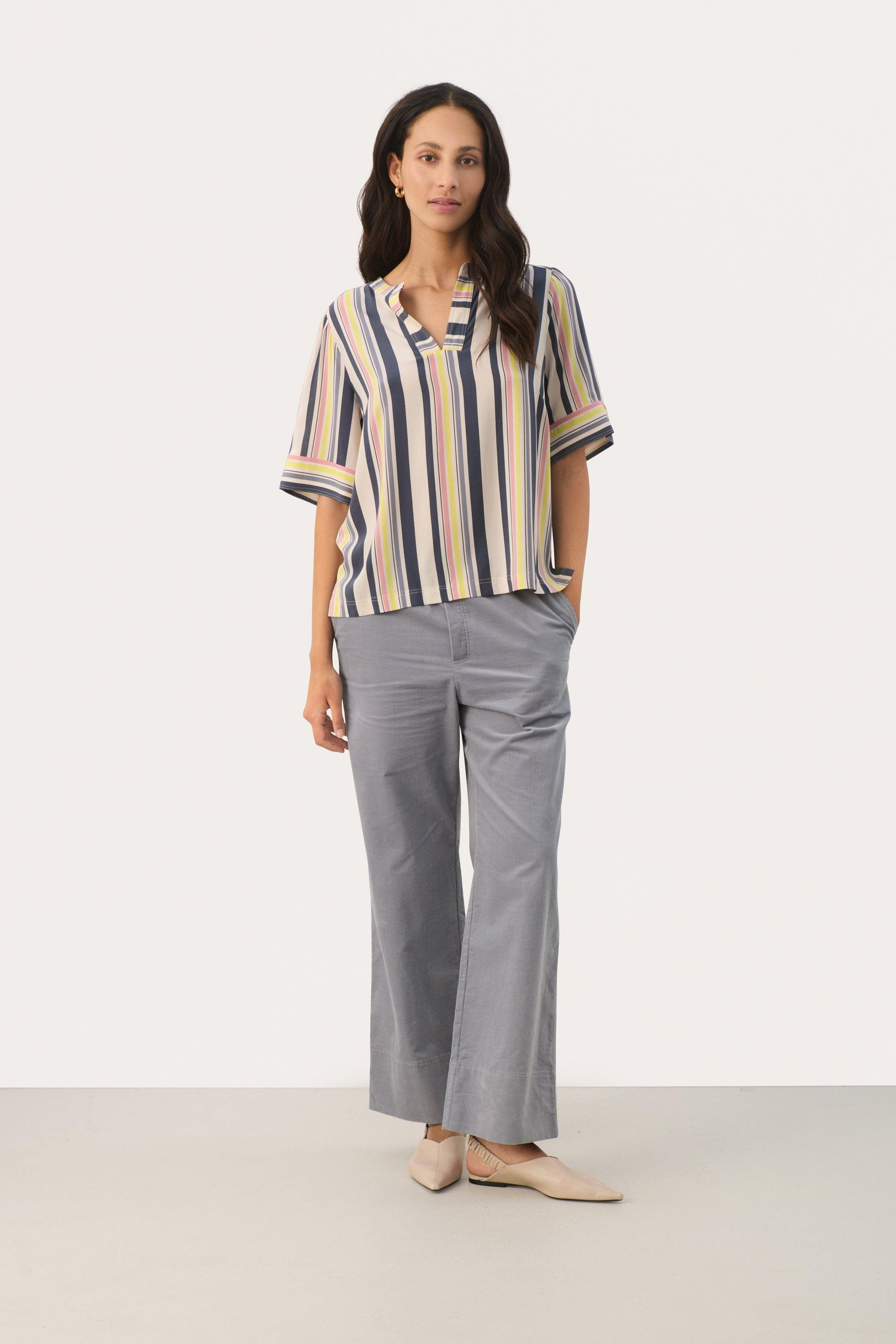 Josefina Multi Stripe Relaxed Shirt - Diamonds & Pearls