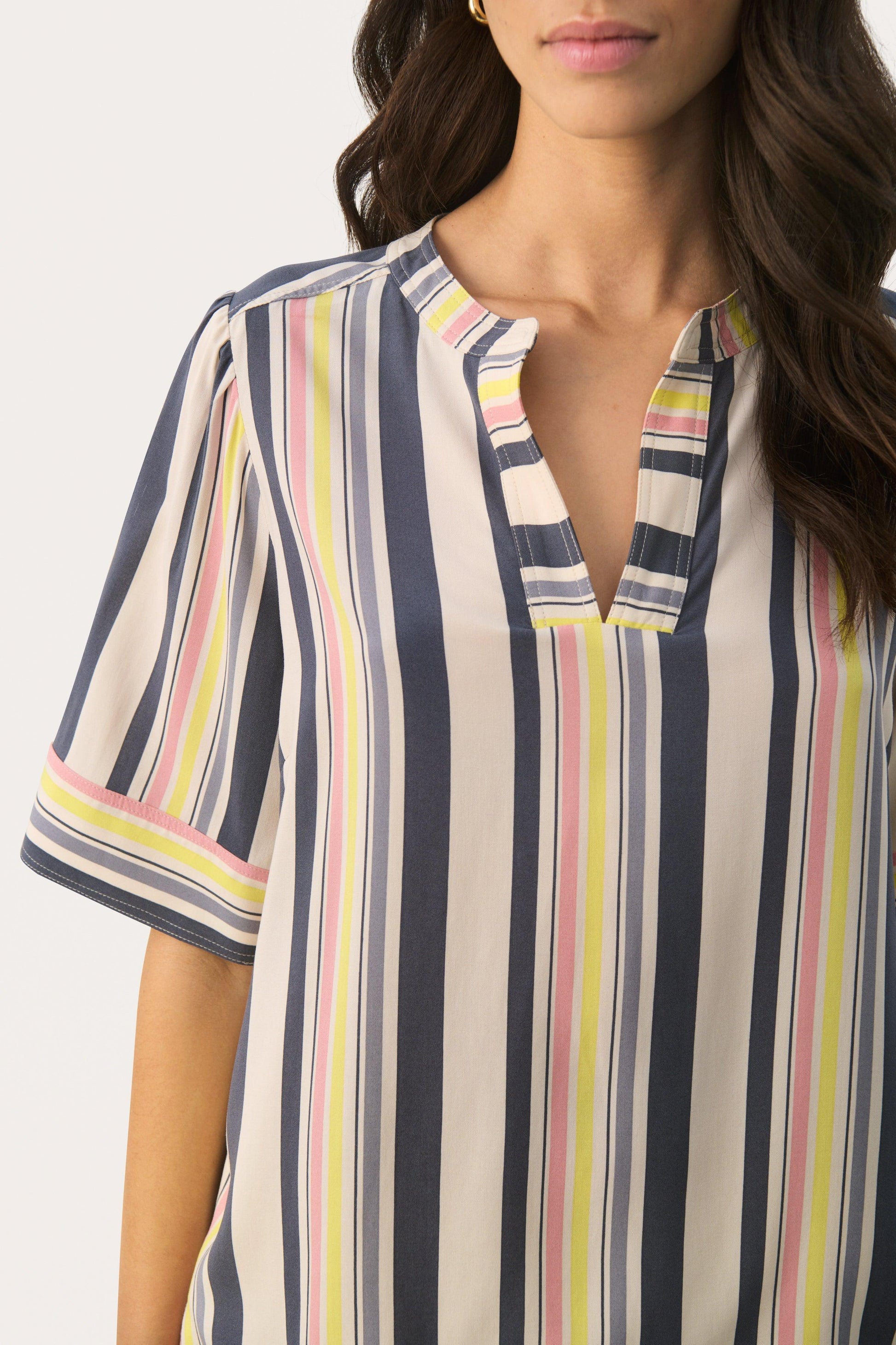 Josefina Multi Stripe Relaxed Shirt - Diamonds & Pearls