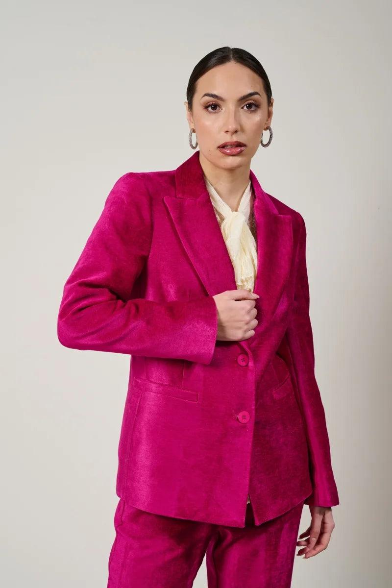 Kaos Pink Velvet Tailored Blazer - Diamonds & Pearls