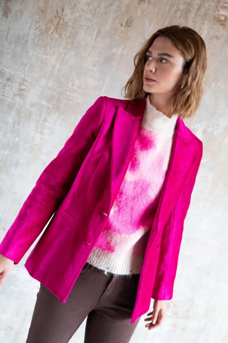 Kaos Pink Velvet Tailored Blazer - Diamonds & Pearls