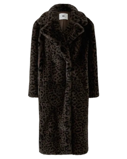 Oui Faux Fur Brown Leopard Print Coat