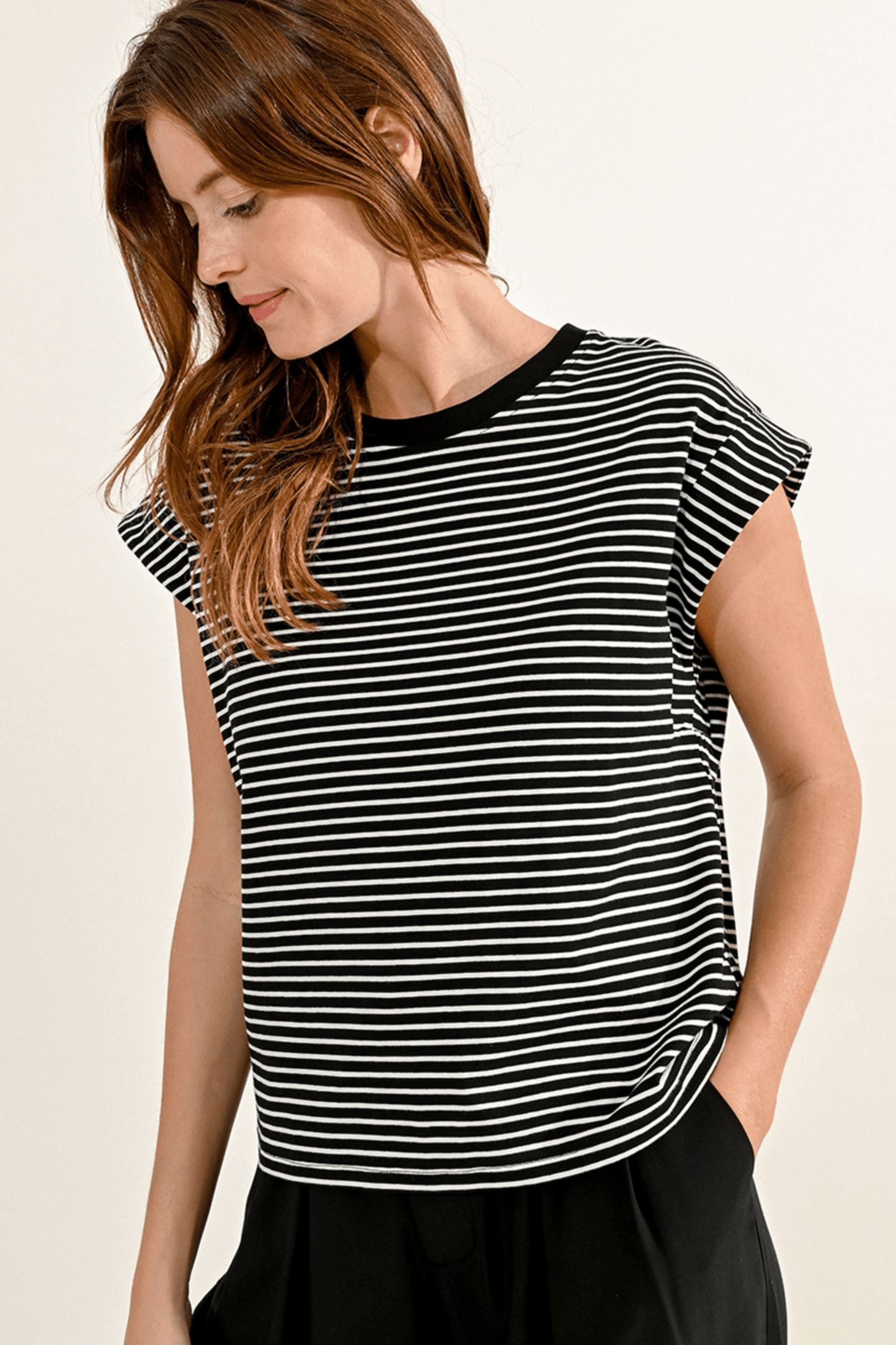 Molly Bracken Black & White Stripe T-Shirt - Diamonds & Pearls