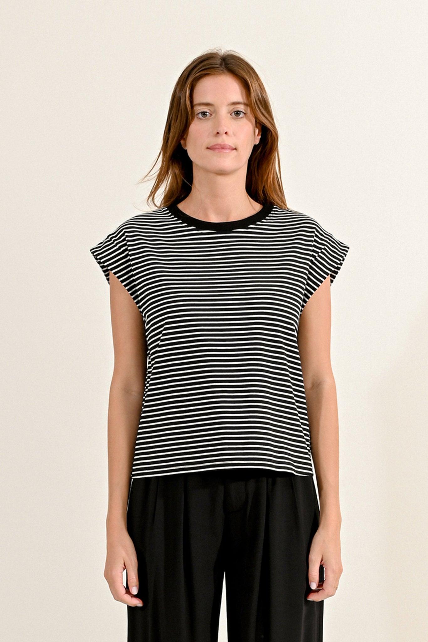 Molly Bracken Black & White Stripe T-Shirt - Diamonds & Pearls