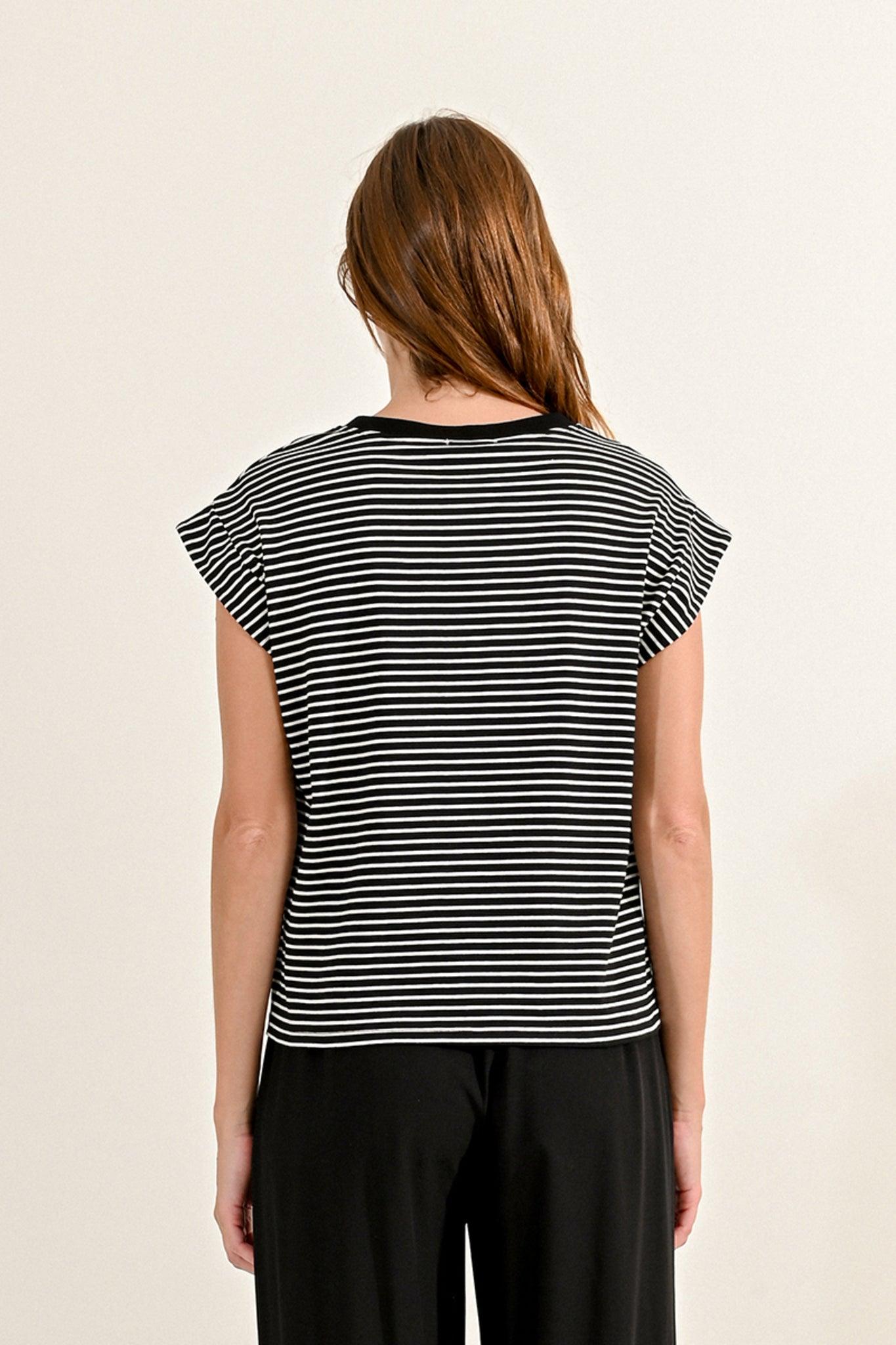 Molly Bracken Black & White Stripe T-Shirt - Diamonds & Pearls