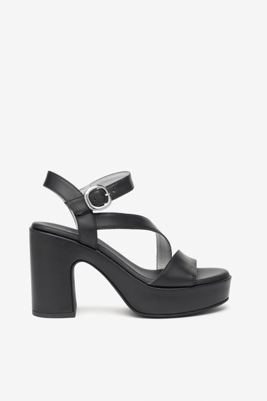 Nero Giardini - E410400D Black Strap Block Heel Sandal - Diamonds & Pearls