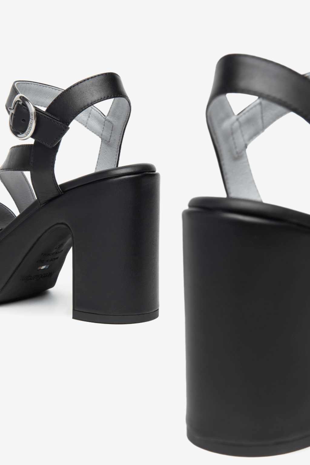 Nero Giardini - E410400D Black Strap Block Heel Sandal - Diamonds & Pearls
