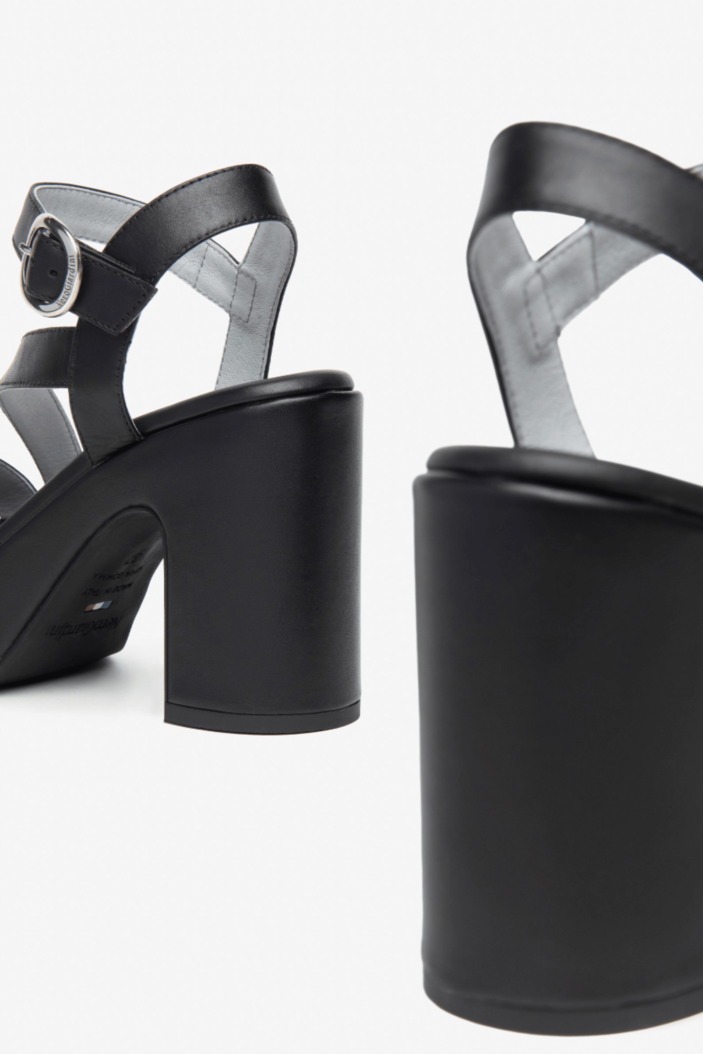 Nero Giardini - E410400D Black Strap Block Heel Sandal - Diamonds & Pearls