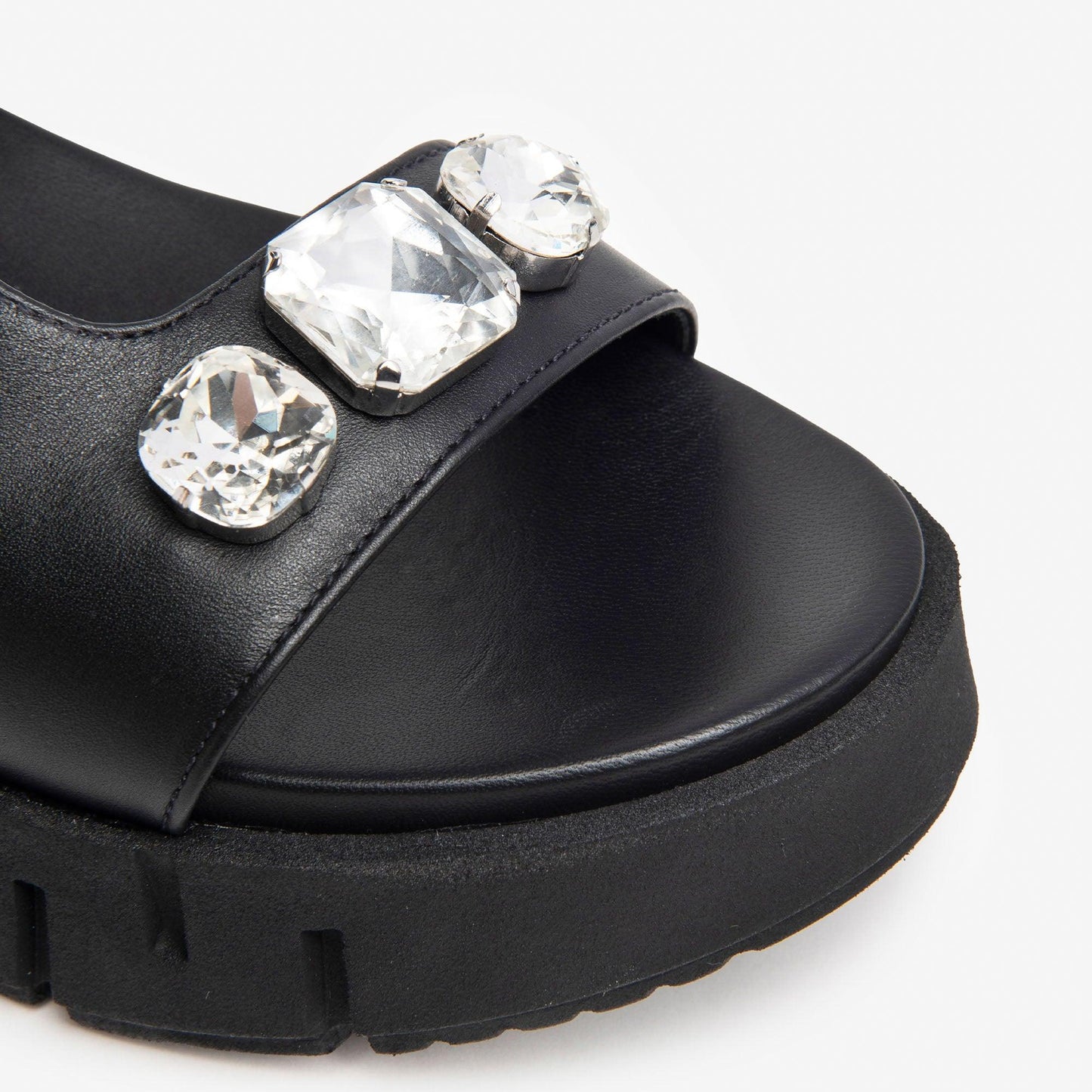 Nero Giardini - E410707D Black Flatform Sandel With Diamonte - Diamonds & Pearls