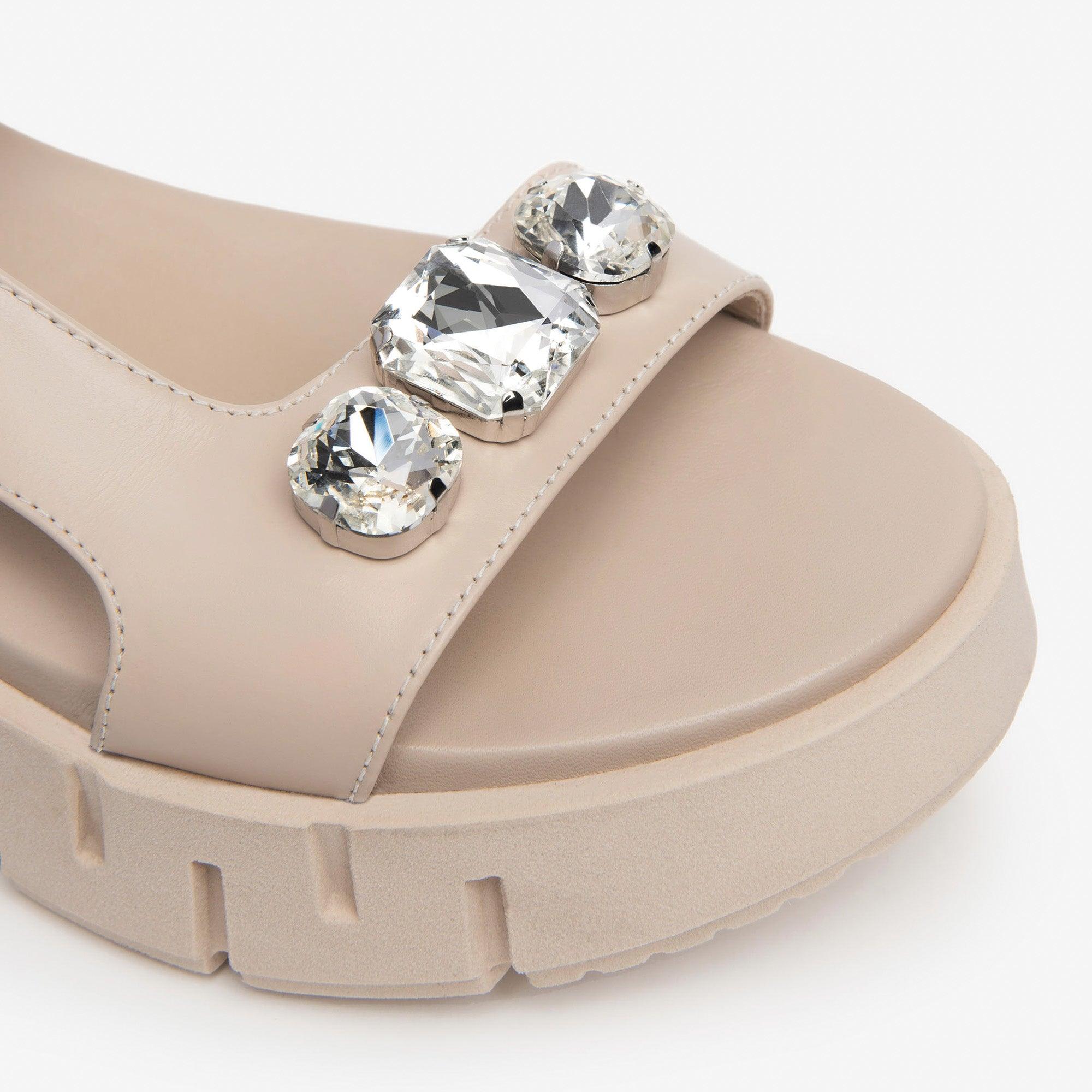 Nero Giardini - E410707D Nude Flatform Sandel With Diamonte - Diamonds & Pearls
