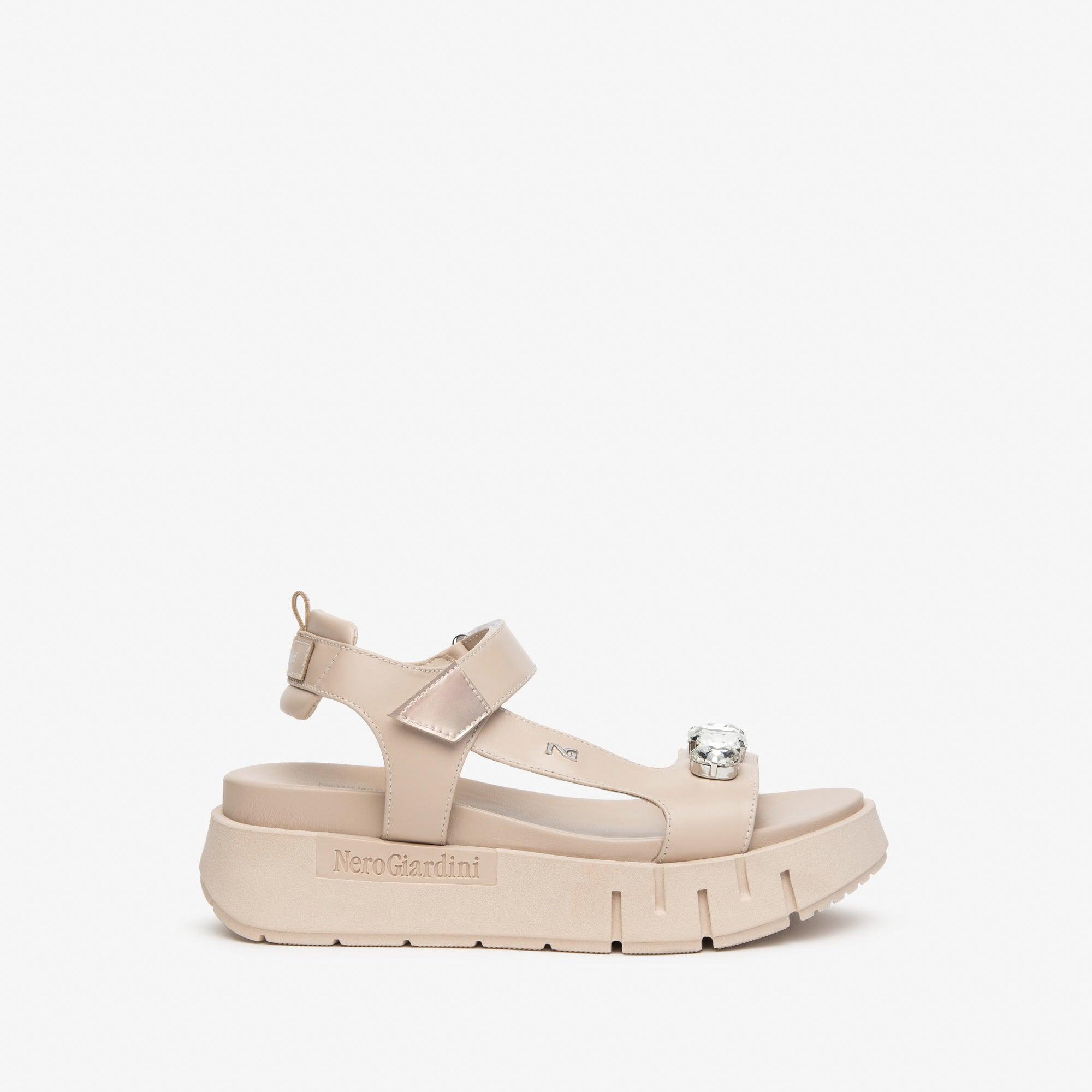 Nero Giardini - E410707D Nude Flatform Sandel With Diamonte - Diamonds & Pearls
