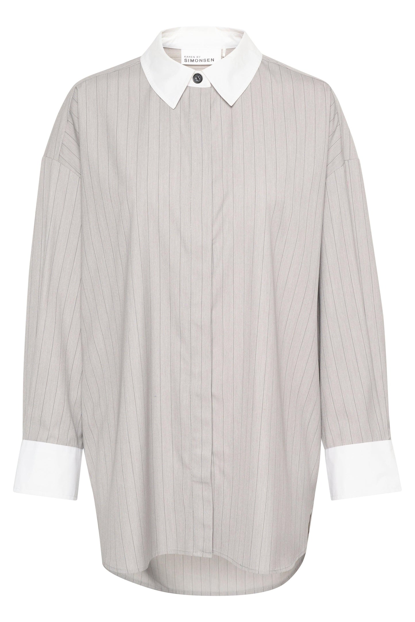 Rianna Oversized Grey Stripe Shirt - Diamonds & Pearls