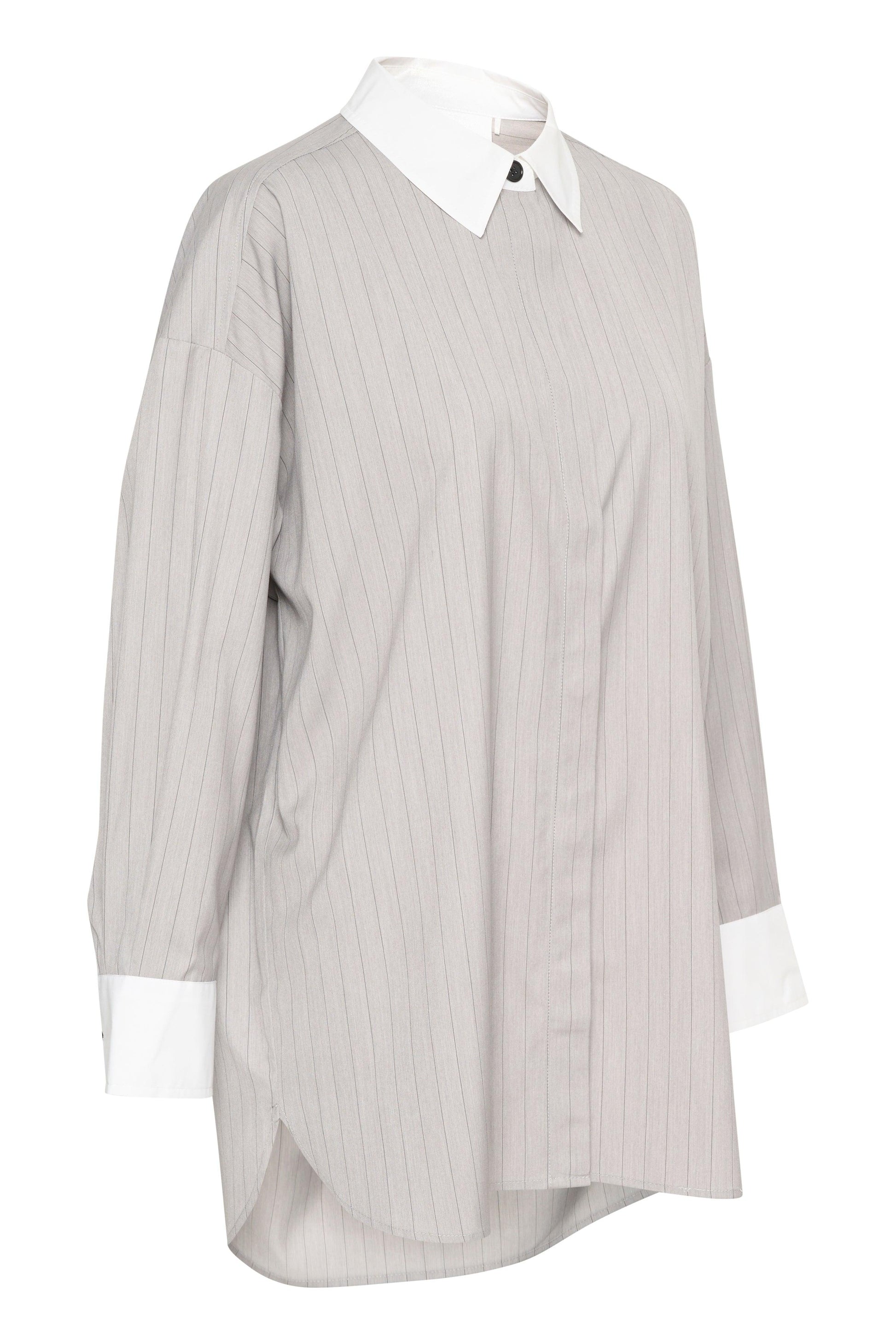 Rianna Oversized Grey Stripe Shirt - Diamonds & Pearls