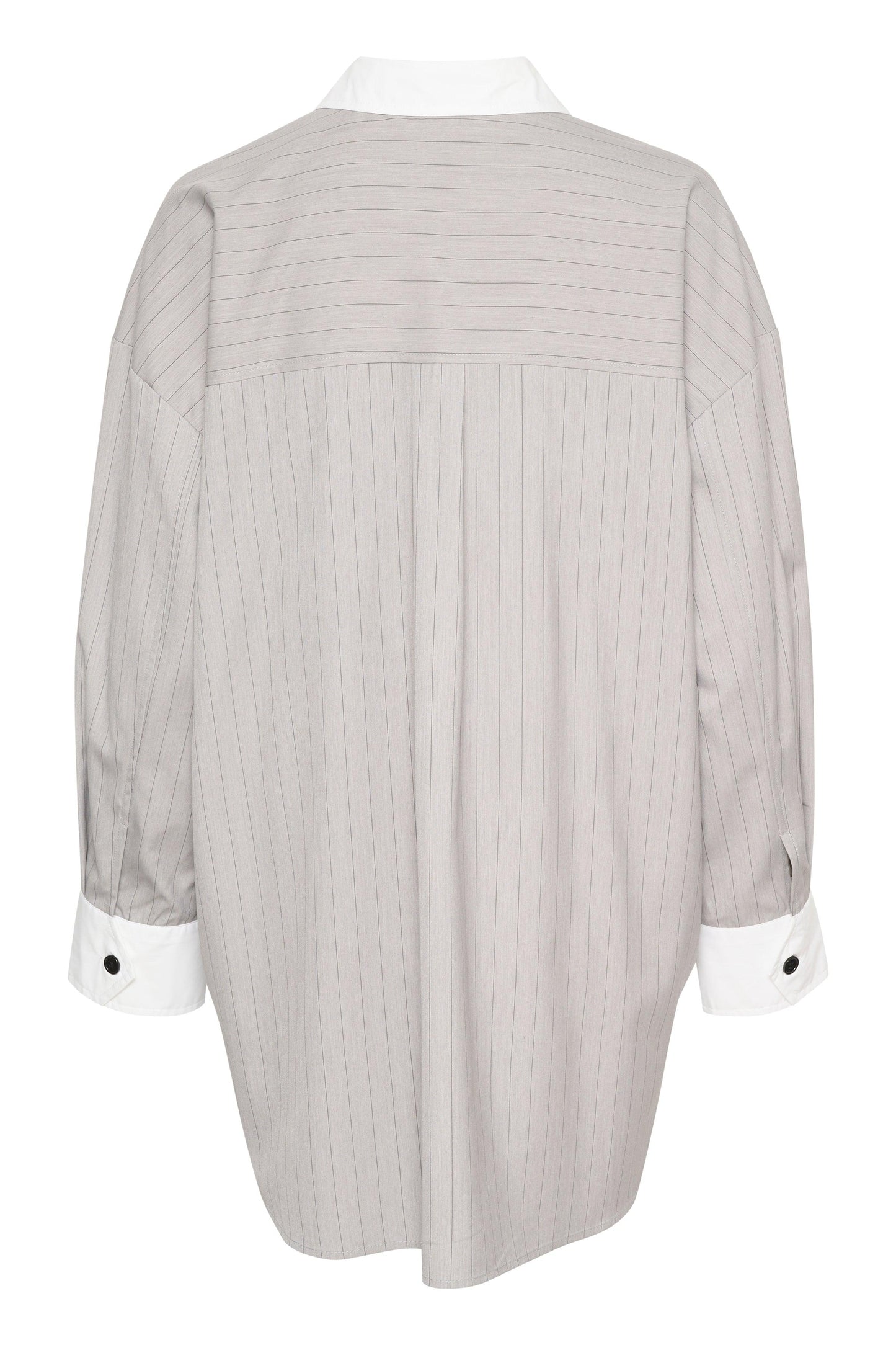 Rianna Oversized Grey Stripe Shirt - Diamonds & Pearls