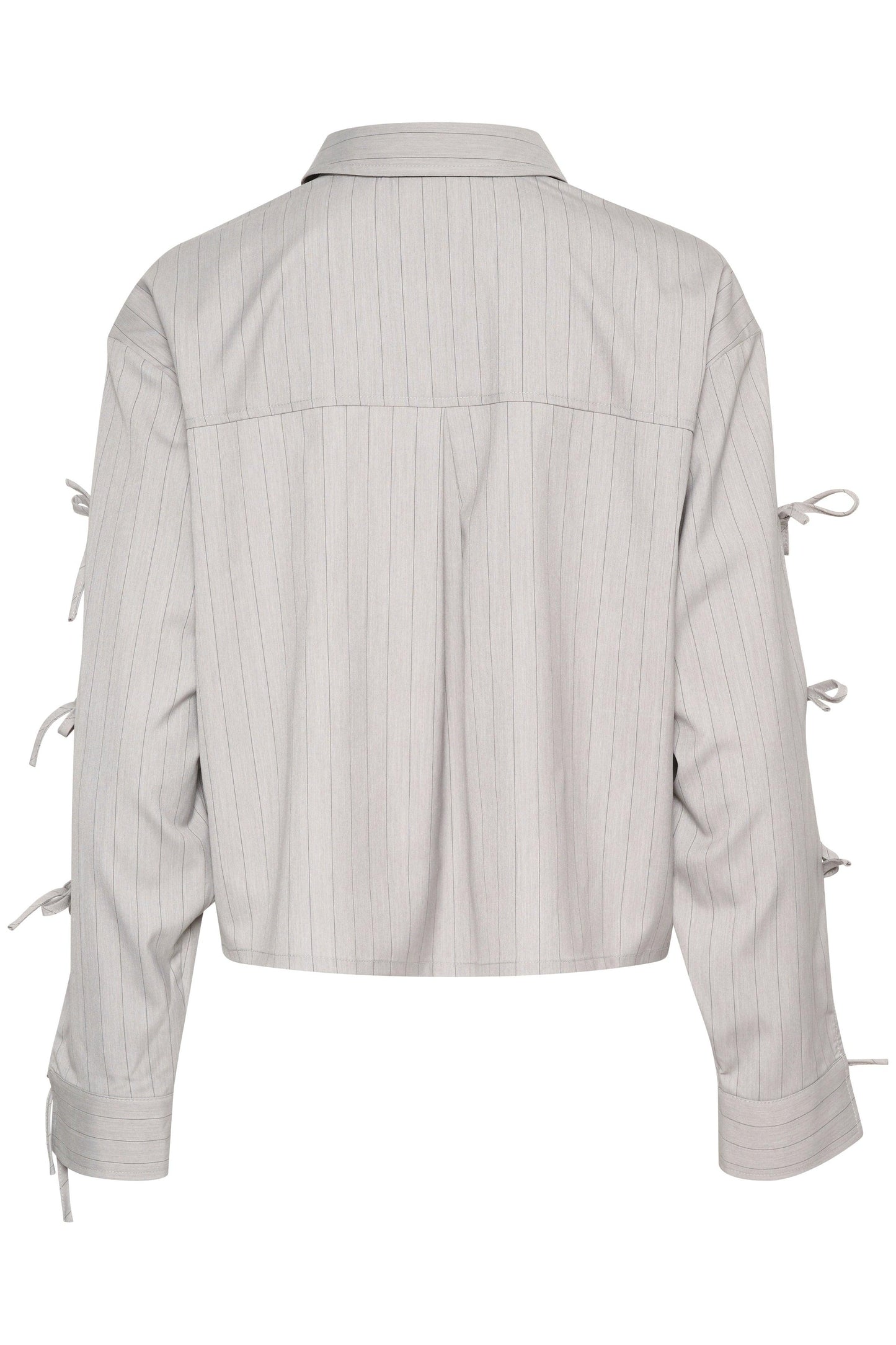 Rianna Short Grey Shirt With Knots Sleeve - Diamonds & Pearls