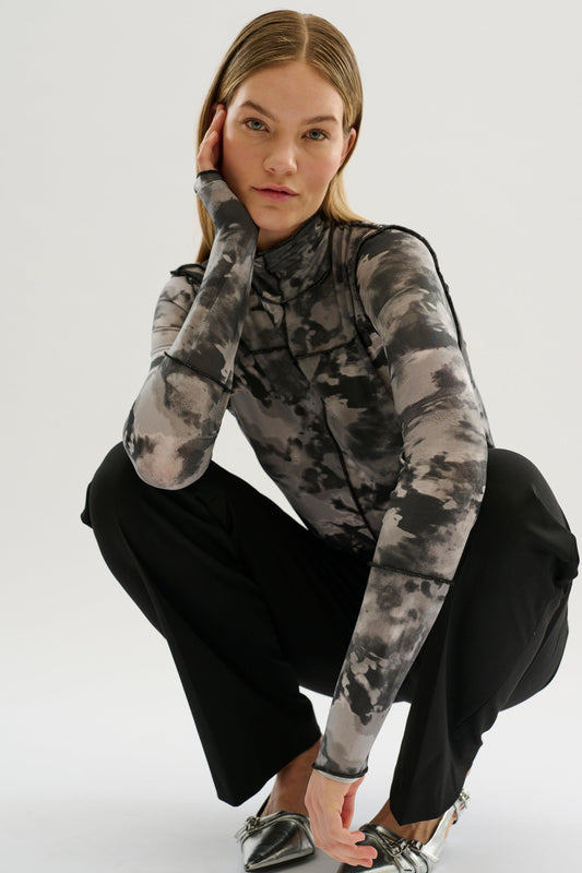 Rosalina Top Grey Camo Top - Diamonds & Pearls