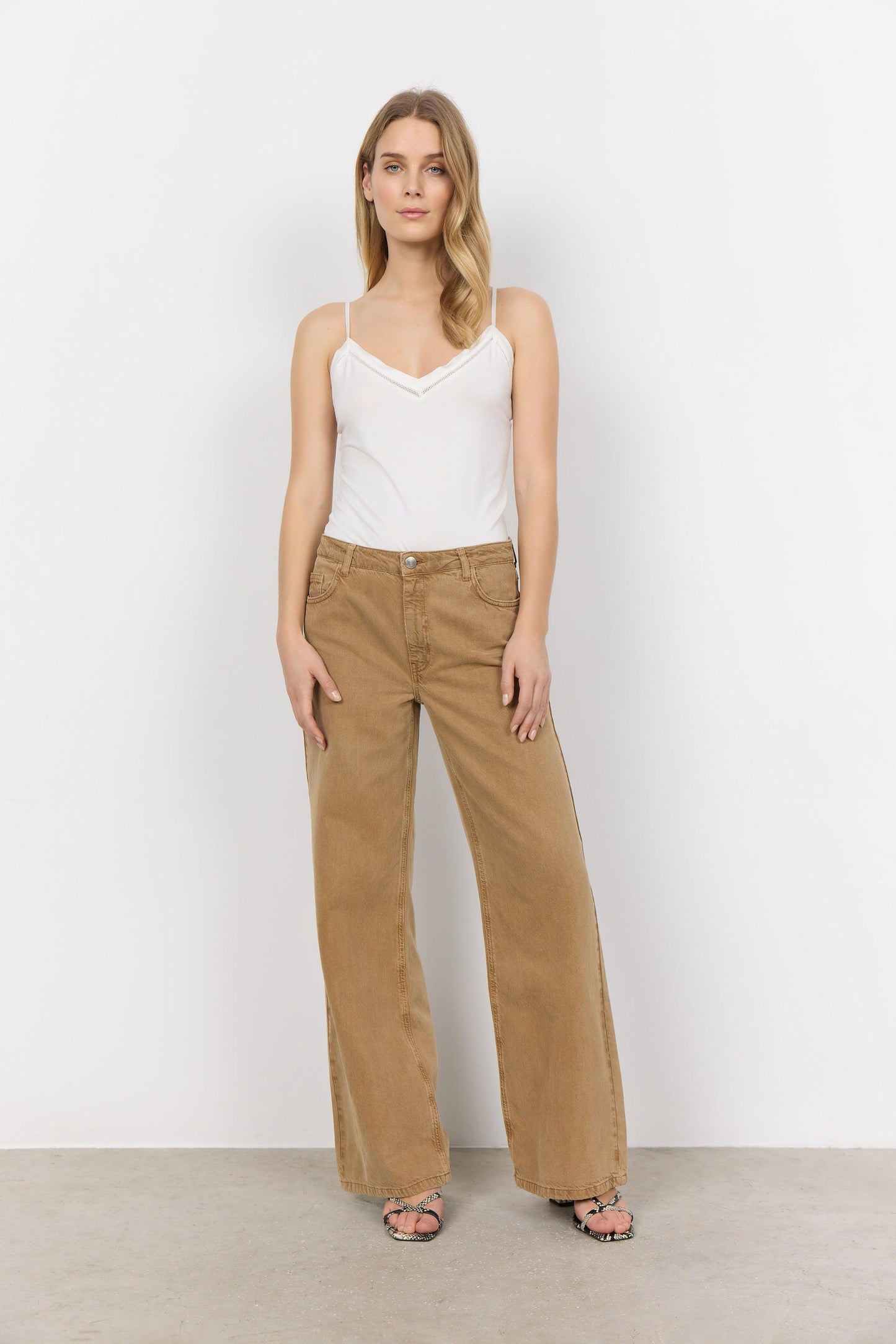 Soya Concept - Ivona Desert Brown Wide Jeans - Diamonds & Pearls