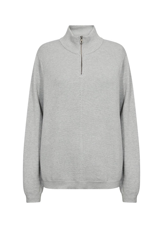 Soya Concept - Kanita Grey Zip Jumper - Diamonds & Pearls