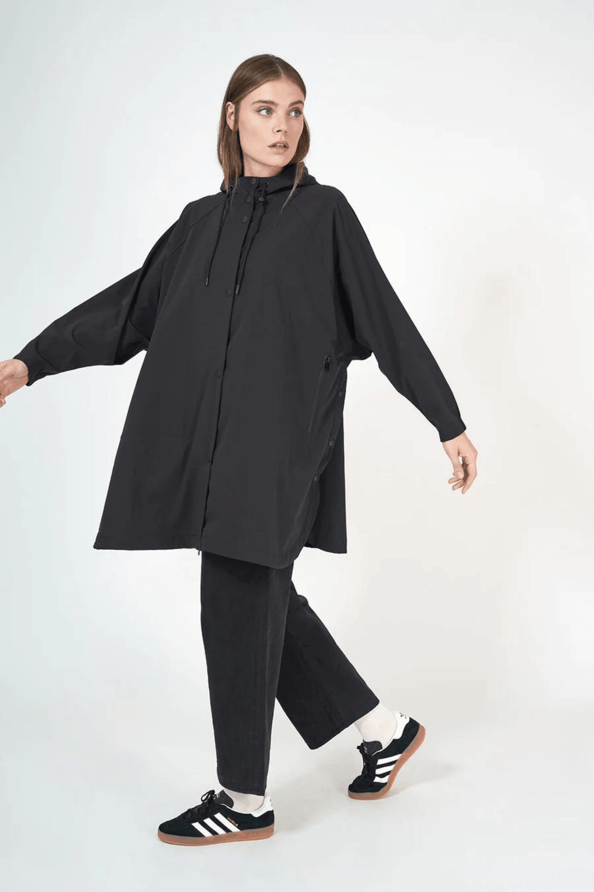 Black poncho raincoat shop
