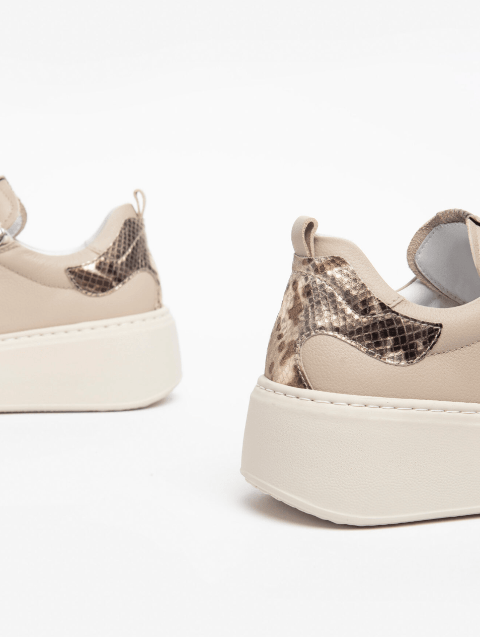 Taupe Leather Platform Trainer - Diamonds & Pearls