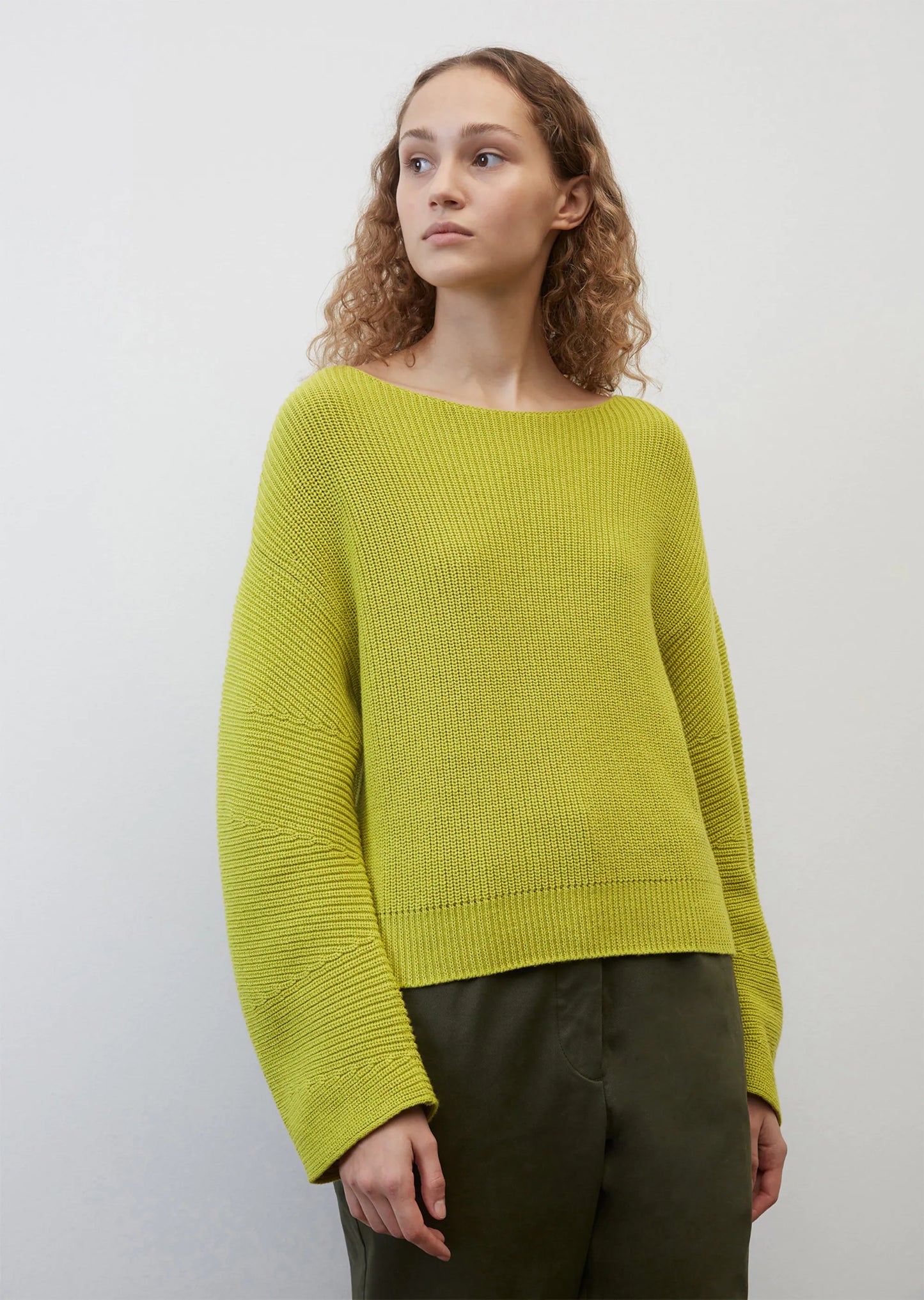Bateau Neck Cropped Jumper with Statement Sleeve