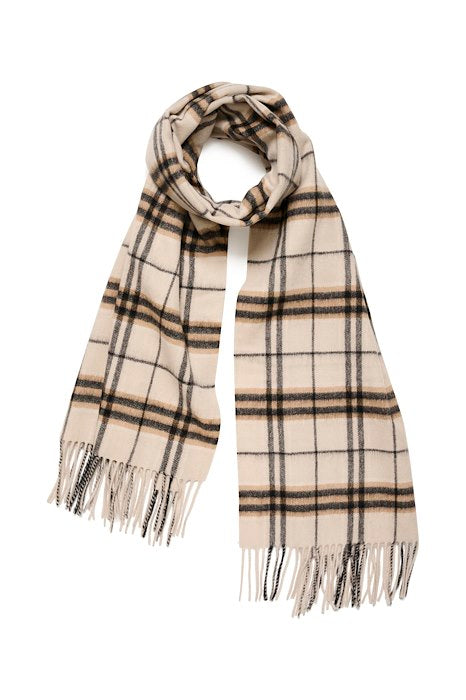Beige and brown check chunky check scarf