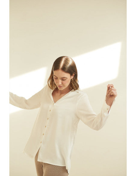 ivory blouse with cuff sleeves